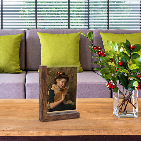 5x7 Picture Frames Set of 2, Double Sided Frame Display Holder with Rustic L Shaped Horizontal Vertical Stand for 5 by 7 Photo, Desktop or Tabletop Decor
