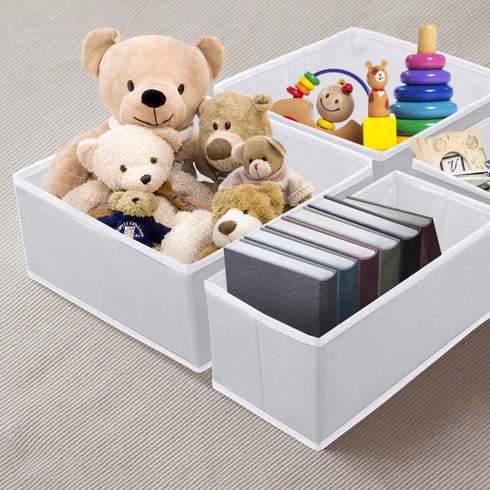 (8 Set) Puricon Clothes Organizers Dresser Drawer Organization, Foldable Closet Organizer Underwear Basket Cubes Containers for Storing Bras, Baby Clothing, T Shirt, Socks, Scarves, Ties -White