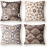 Phantoscope Set of 4 New Living Series Dahlia and Oriental Double Side Print Decorative Throw Pillow Case Cushion Cover, Coffee, 18 x 18 inches, 45 x 45 cm