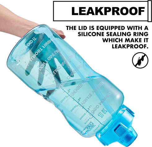 GOSWAG 1 Gallon/128oz Water Bottle with Straw and Time Marker, Motivational BPA Free Leakproof Sports Water Jug for Fitness, Gym, Camping and Outdoor