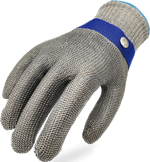 TS 2.0 ANSI A9 Cut Resistant Glove Stainless Steel Mesh Metal Wire Glove Durable Rustproof Reliable Cutting Glove for Meat Processing, Food Cutting (Medium?