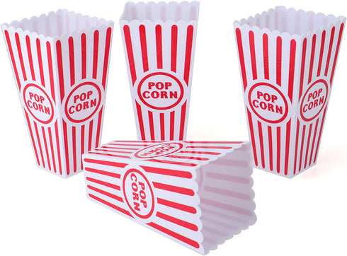 Tebery 20 Pack Plastic Open-Top Popcorn Boxes Reusable Movie Theater Style Popcorn Container Set -7.7" Tall x 4" Square