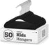 ZOBER Premium Kids Velvet Hangers (14 Inch - 50 Pack) Non Slip Baby Hangers, Ultra Slim Space Saving Childrens Hangers - 360Degree Swivel Hook, Strong & Durable Infant/Toddler Hangers (Medium - Black)