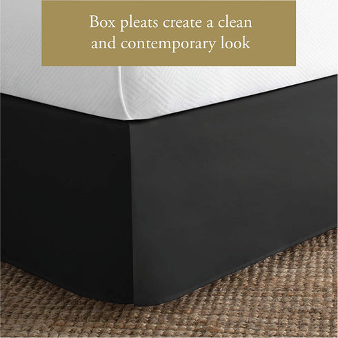 Lux Hotel Microfiber Tailored Style Bed Skirt with Classic 14 Inch Drop Length, Full, Black
