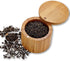 Home Intuition Bamboo Salt and Spice Storage Box With Magnetic Swivel Lid, 2 Pack