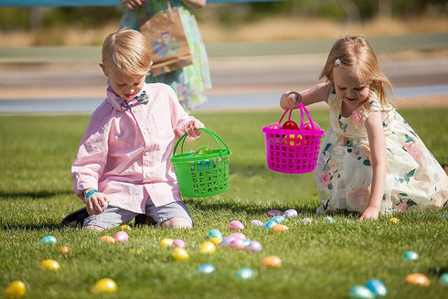 15 PCS Easter Baskets Small with Handles for Kids Egg Hunting-70g Easter Grass Stuffers for Spring Party Crafts Supplies Accessories Decorations Party Favors