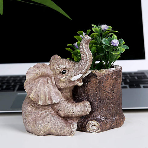 Hodao Elephant Decorations for Home Desk Organizer Gold Elephant Decor Elephant Pen Holder