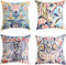 Sofa Throw Pillow Covers - 18x18 Inch Set of 4 Decorative Cushion Covers for Living and Bed Room Decor Hand Painted Designs