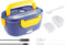 Electric Lunch Box -- Toursion Portable Food Heater 2 in 1 for Car/Truck and Work 110V&12V-24V 40W, Removable Stainless Steel Portable Food Warmer 1.5L, Spoon and 2 Compartments Included (Dark Blue)