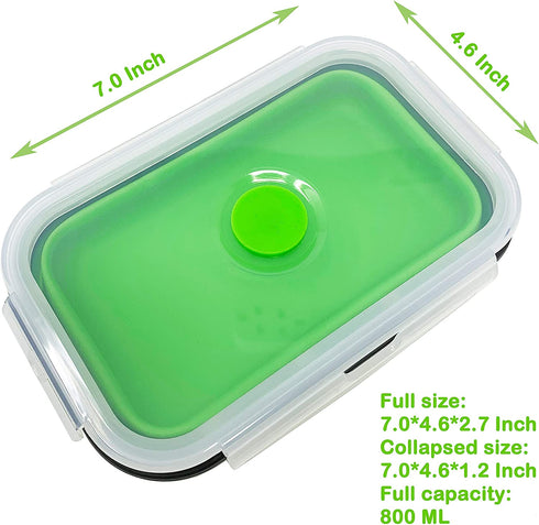 Set of 4 Collapsible Silicone Food Storage Container, Leftover Meal box For Kitchen, Bento Lunch Boxes, BPA Free, Microwave, Dishwasher and Freezer Safe. Foldable Design Saves Your Space.