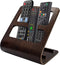 jawani Wood TV Remote Caddy with 2-Slot Media Organizer, Rustic Wooden Remote Control Holder, Living Room Couch or Bedside Table Stand, Universal Upright Vertical Storage, Brown