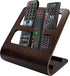 jawani Wood TV Remote Caddy with 2-Slot Media Organizer, Rustic Wooden Remote Control Holder, Living Room Couch or Bedside Table Stand, Universal Upright Vertical Storage, Brown