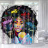 LYFANS, Waterproof Hooks & Liners for Bathroom Accessories ,Polyester Fabric Shower Curtain for Bathtub,Wide Bright African American Black Girl 3D Printed Toilet Room Hangings with Hooks, 60€³ x 72€³