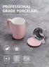Sweese 203.108 Ceramic Tea Mug with Infuser and Lid, Single Cup Loose Tea Brewing System, Draw Your Own Design, 16 OZ, Pink