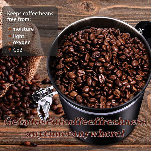 Coffee Canister- 20 Oz Flour Container With Date Tracking, Have With Carbon Dioxide Release Valve And Stainless Steel Spoon, Used To Store , Tea€?flour€?cereals And Coffee Beans. Black