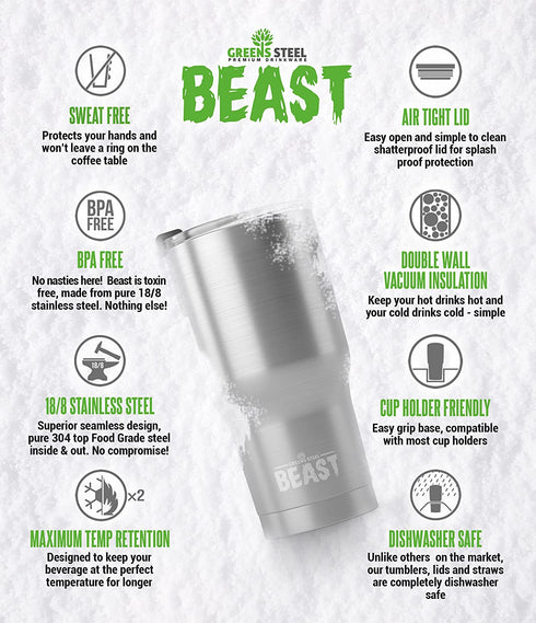 Beast 30 oz Tumbler Stainless Steel Vacuum Insulated Coffee Ice Cup Double Wall Travel Flask (Royal Blue)