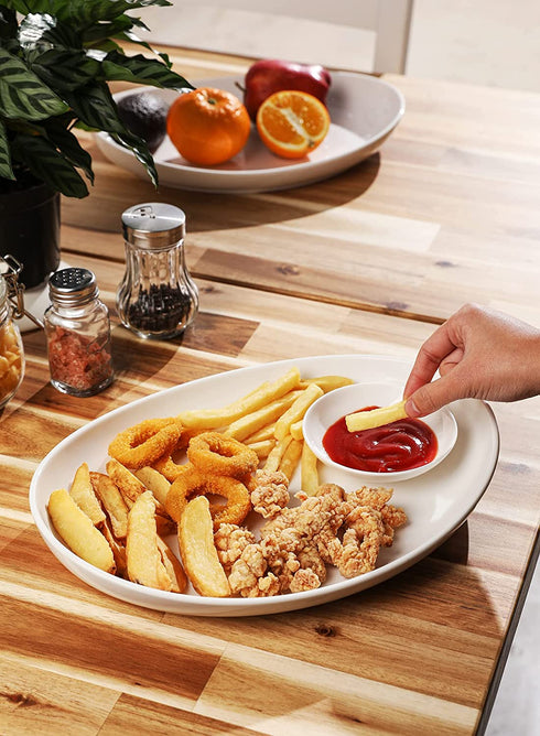 Sweese 715.101 Oval Serving Platters, 12.5 Inch White Porcelain Serving Platters for Party, Large Oval Serving Trays Serving Plates for Fish Dish, Steak, Restaurant, Dessert Shop, Set of 2