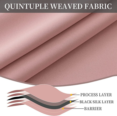 DAIMEIEN Window Treatment Panels Thermal Insulated Solid Grommet Blackout Curtains/Drapes with Tiebacks for Living Room (A Pair,W 52 x L 63 inches, Pink)