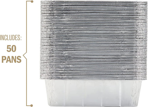 2 LB Aluminum Foil Pans For Bread Loaf (50 Pack) 8.5"x4.5" Foil Bread Pans - Standard Size Disposable Tins for Baking Bread - Compatible with RoadPro 12-Volt Portable Stove