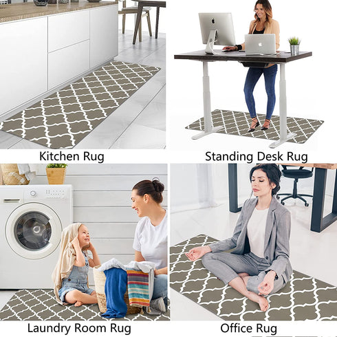 Homcomoda 2Piece Anti Fatigue Kitchen Floor Mat Comfort Heavy Duty Standing Mats Waterproof Non Slip Kitchen Rugs Indoor Outdoor(17"—28" and 17"—47")