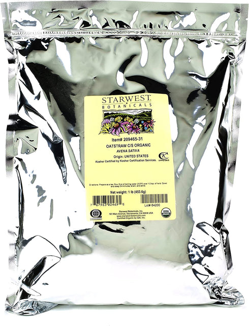 Starwest Botanicals Organic American Oatstraw Herb Loose Tea Cut and Sifted, 1 Pound Bulk Bag