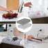 EFFILOGIC Silicone Sponge Holder Tray - Self Draining Kitchen Soap Tray Unique Kitchen Sink Organizer for Dishwashing Accessories Faucet Splash Catcher for Sink - Large 9.8" x 5.8" Black