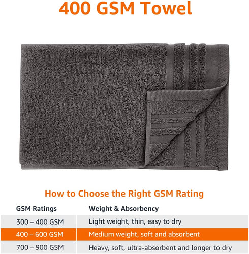 Amazon Basics Cosmetic Friendly Towel Set - 8-Piece Set, Stony Slate