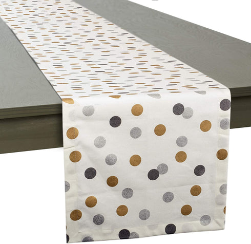 DII Metallic Holiday Collection Tabletop Kitchen Linens, Tablecloth, 14x108, Sparkly Confetti