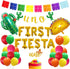 First Fiesta Birthday Decorations - Mexican 1st Birthday Party Supplies Gold First Fiesta Balloons, Mexican Uno Cactus Banner Cake Topper for Taco Bout Uno Cinco De Mayo Party Decor