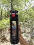 Life Ionizer - Glass Water Bottle - 450ML Borosilicate Glass Drinking "Break Resistant" Bottle with Carrying Handle & Easy Opening Pop-up To