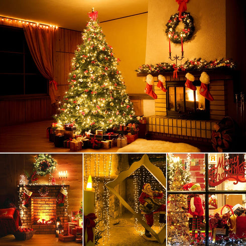 Outdoor Christmas Lights, 105FT 300 LED Christmas Tree Lights Indoor with 8 Modes, End-to-End Plug - UL Certified - Waterproof Fairy String Lights for Xmas Tree Decorations Garden Party, Warm White