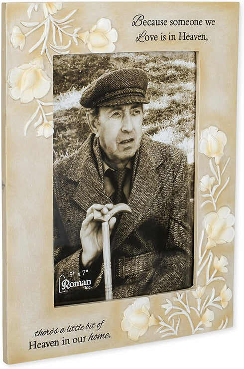 Someone We Love In Heaven 9.5 x 7 Embossed Resin Stone Table Top Photo Frame