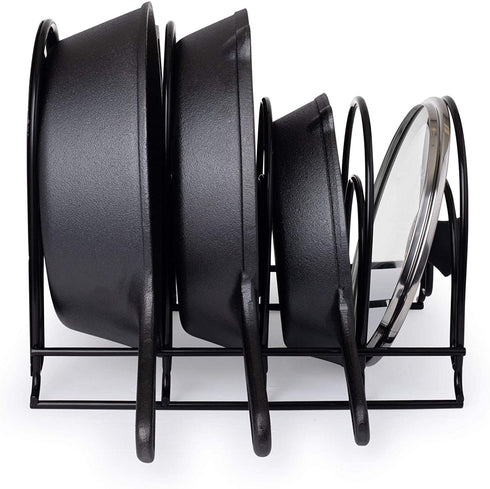 Heavy Duty Pan Organizer, 5 Tier Rack - Holds up to 50 LB - For Cast Iron Skillets, Griddles and Shallow Pots - Durable Steel Construction - Space Saving Kitchen Cabinet Storage - No Assembly Required