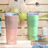 Zak Designs Lynden 28 oz Vacuum Insulated 18/8 Stainless Steel Travel Tumbler with Splash-Proof Lid, Includes Reusable Plastic Straw and Fits in Car Cup Holders, Misty Rose