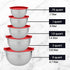 Meal Prep Stainless Steel Mixing Bowls Set, Home, Refrigerator, and Kitchen Food Storage Organizers | Ecofriendly, Reusable, Heavy Duty By WHYSKO (With Red Lids)