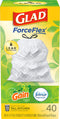 Glad® ForceFlex Tall Kitchen Drawstring Trash Bags 13 Gallon White Trash Bag, Gain Original scent with Febreze Freshness 40 Count (Package May Vary)