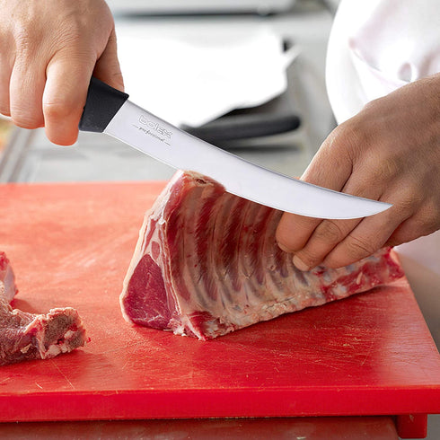 BOLEXINO 8 Inch Curved Steak Knive, Long Butcher Breaking Knife for Slicer, Meat Cutting Chef Knife, High-carbon Stainless Steel Cimeter Scimitar Knife w/Rgonomic Handle
