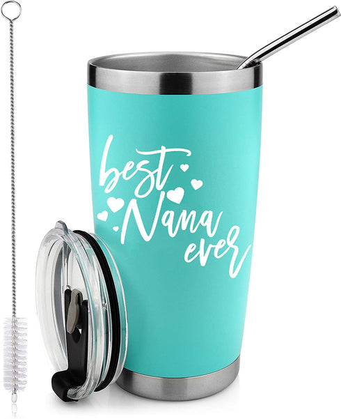 Best Nana Ever- Birthday Christmas Mother's Day Gift for Nana -20 Ounce Insulated Stainless Steel Travel Tumbler With Leak Proof Lid And Metal Straw