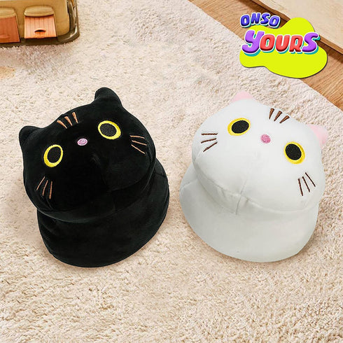 Onsoyours Plush Toys Set, 2Pcs Stuffed Animals with Black Cat and White Cat, Creative Decoration Cuddly Plush Pillows 8.5" for Kids Girls Boys (Black/White)