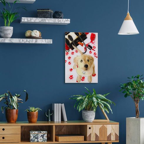 Empire Art Direct Oh Again Frameless Free Floating Tempered Glass Dog Wall Art Ready to Hang, 16 in x 24 in x 0.2