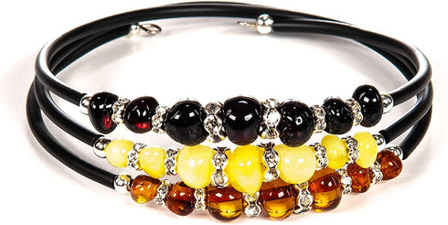 AMBERAGE Natural Baltic Amber Bracelet for Women /Teens - Hand Made from Polished/Certified Baltic Amber Beads