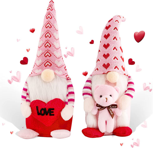 Gnomes Valentine Day Decorations Plush - 2 PCS Mr. and Mrs. Scandinavian Tomte Doll Valentines Gift for Home Table Ornaments