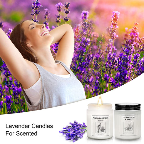 Candles for Home Scented, Lavender Candles Gifts for Women, 2 Pack Soy Candles and 15 Oz Each, 45 to 50 Hours Burning Time, 4 Fragrances Aromatherapy Stress Relief Gifts