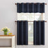 No. 918 Montego Grommet Textured Kitchen Curtain Tier Pair, 56" x 36", Navy Blue