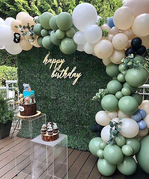Oopat Diy Matte Sage Green Cream Balloon Garland Kit Wedding Graduation Baby Shower Anniversary 40th Birthday Gender Reveal Balloon Background Party Suppliers (Sage Green Cream Black)