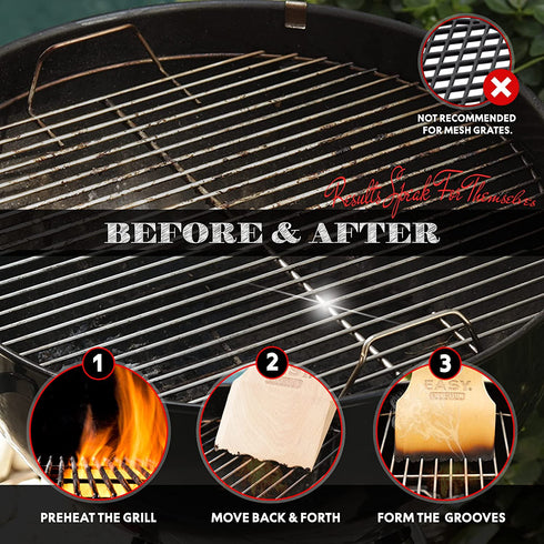 Wood Grill Scraper - Wooden Alternative for A BBQ Grill Brush, Made from Natural Beech Hardwood - Uses The New EasyShape Technology for Safe Cleaning & Bristle Free Barbecue
