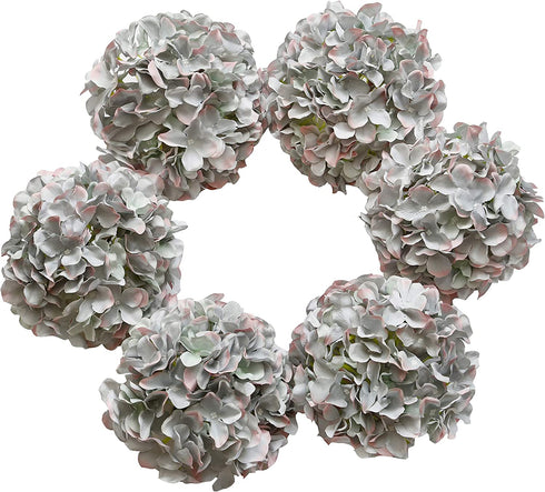 DuHouse Large Hydrangea Heads Artificial Silk Flowers with Stem Fake Full Flower Heads for Wedding Centerpiece Home Party Decor Pack of 6(Morandi)