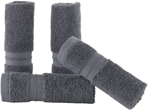 Qute Home 4-Piece Washcloths, Bosporus Collection 100% Turkish Cotton Premium Quality Towels for Bathroom, Quick Dry Soft and Absorbent Turkish Towel, Set Includes 4 Wash Cloths (Grey)