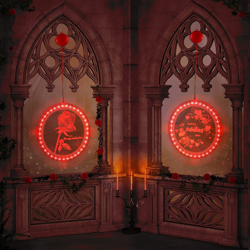 Valentine's Day Lighted Window Decorations, 8.2 inch Valentines Window Lights Battery Operated, Backdrop String Lights for Windows Bedroom Party Holiday Wall Decorations (Heart Style)