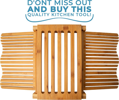Bamboo Bread Slicer for Homemade Bread Loaf Wooden Bread Cutting Board with Crumble Holder Foldable, Adjustable and Compact Loaf Cutter Thin or Thick Slices